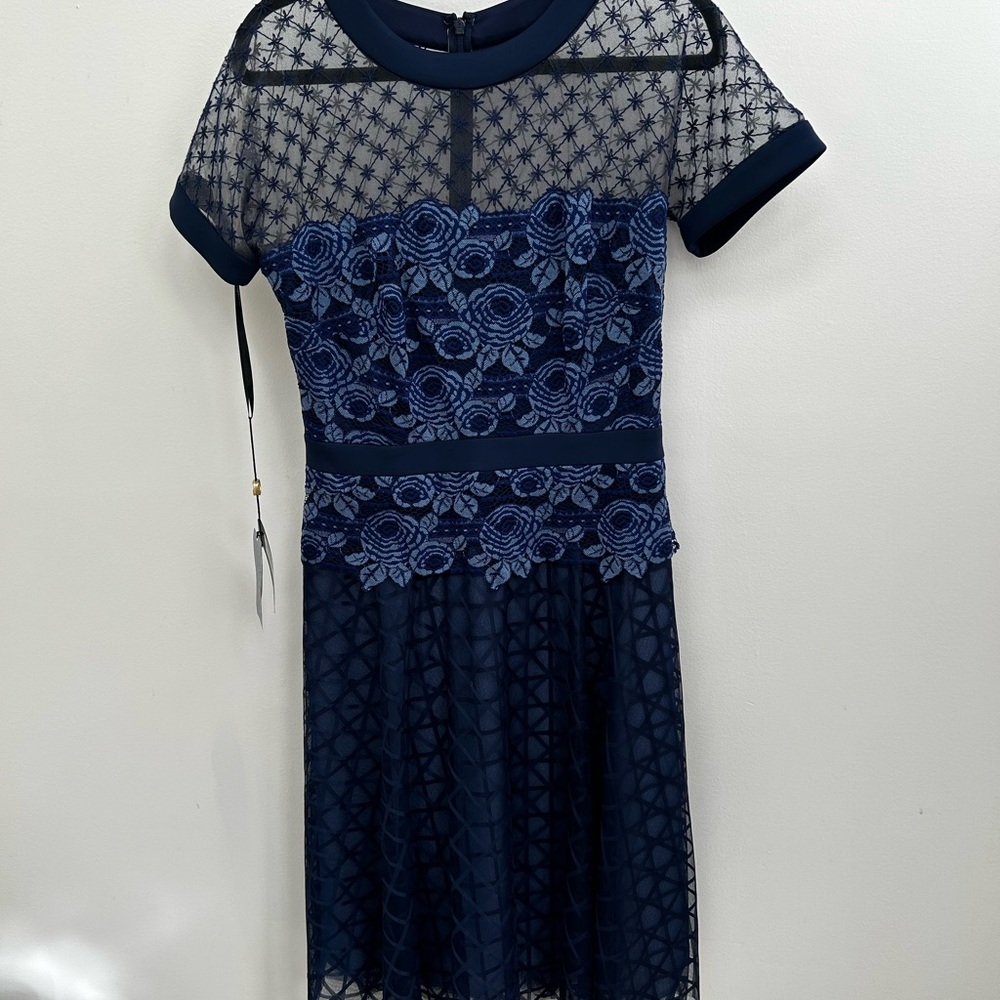 Tadashi Shoji Navy Blue Lace Dress